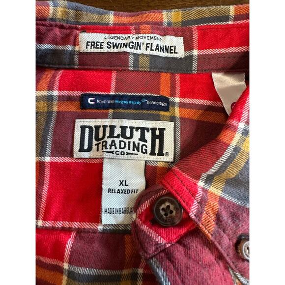Duluth Trading Free Swingin Flannel Button Down Men XL Plaid Preppy Fall Hiking - Picture 2 of 7